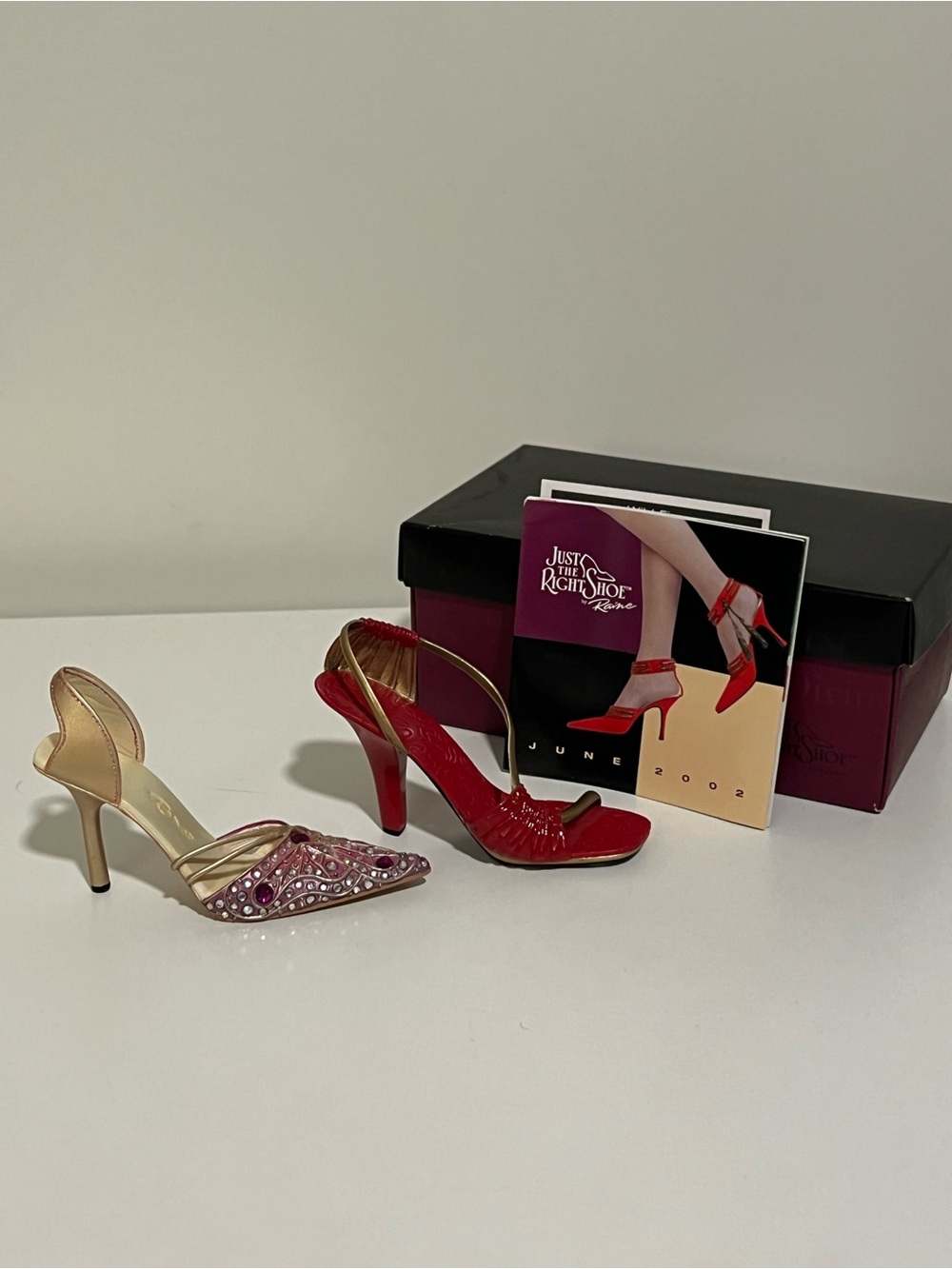 Just The Right Shoe Red Patent Slingbacks with Embellished Gold Pump